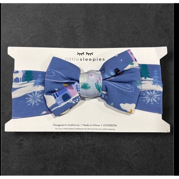 Little Sleepies Ice Princess Luxe Bow Headband Newborn–3T Winter Print NWT - Picture 1 of 3